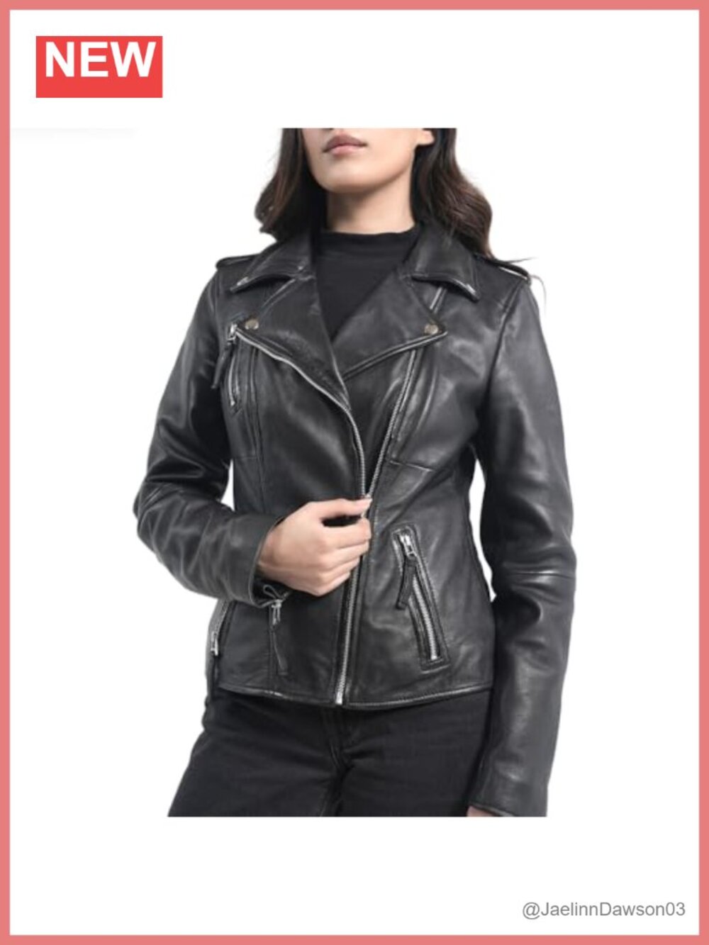 Lambskin Leather Motorcycle Jacket Asymmetric Zip Cropped Moto Biker